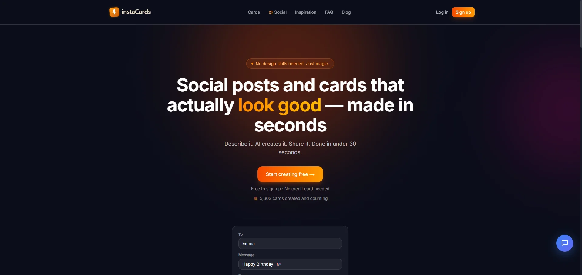 InstaCards.ai — AI Social Media Cards